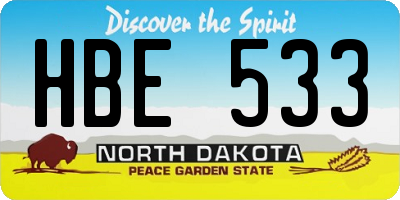 ND license plate HBE533
