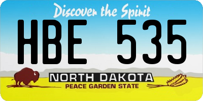 ND license plate HBE535