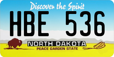 ND license plate HBE536