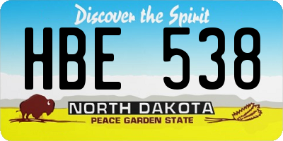 ND license plate HBE538