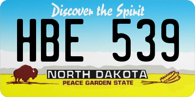 ND license plate HBE539