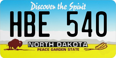 ND license plate HBE540