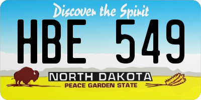 ND license plate HBE549