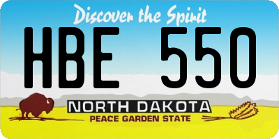 ND license plate HBE550