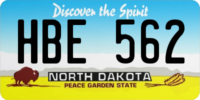 ND license plate HBE562