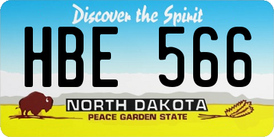 ND license plate HBE566
