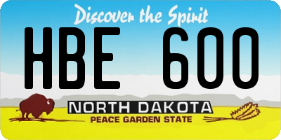ND license plate HBE600