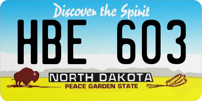 ND license plate HBE603