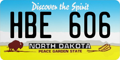 ND license plate HBE606
