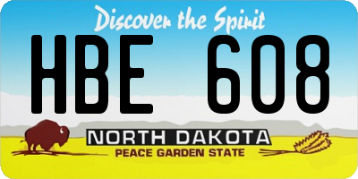 ND license plate HBE608