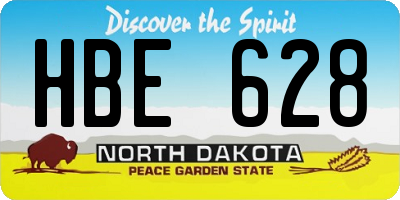 ND license plate HBE628