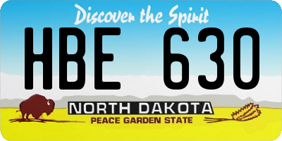 ND license plate HBE630