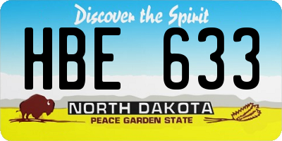 ND license plate HBE633