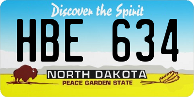 ND license plate HBE634