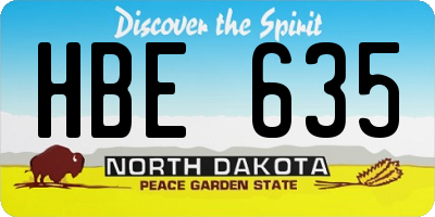 ND license plate HBE635