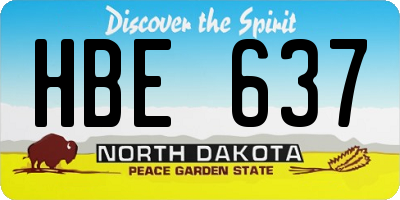 ND license plate HBE637