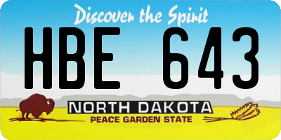ND license plate HBE643