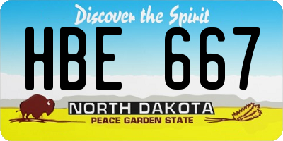 ND license plate HBE667