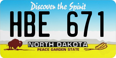 ND license plate HBE671