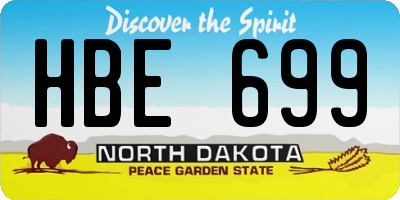 ND license plate HBE699