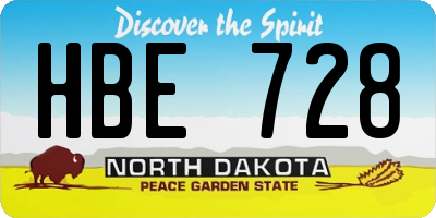 ND license plate HBE728