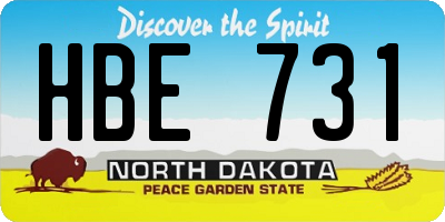 ND license plate HBE731