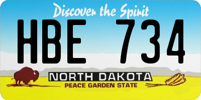 ND license plate HBE734