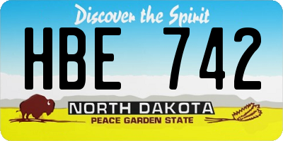 ND license plate HBE742