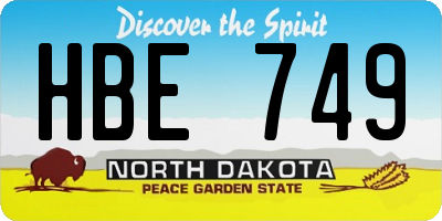 ND license plate HBE749