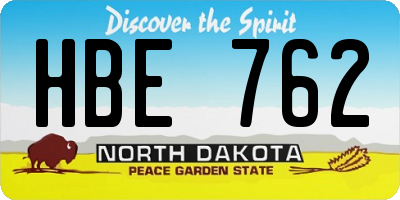 ND license plate HBE762