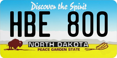 ND license plate HBE800