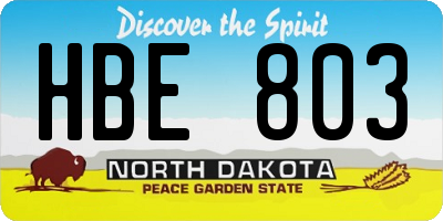 ND license plate HBE803