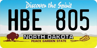 ND license plate HBE805