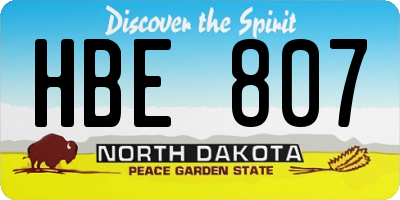 ND license plate HBE807