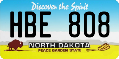 ND license plate HBE808