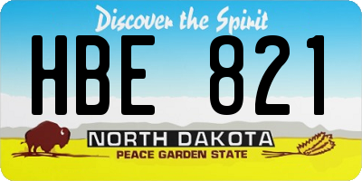 ND license plate HBE821