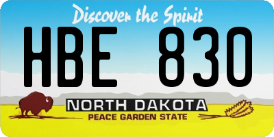ND license plate HBE830
