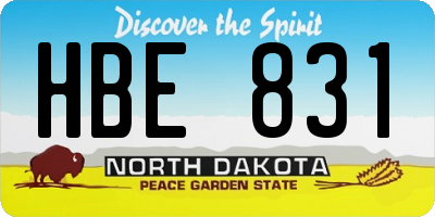 ND license plate HBE831