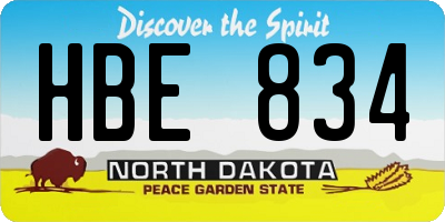 ND license plate HBE834