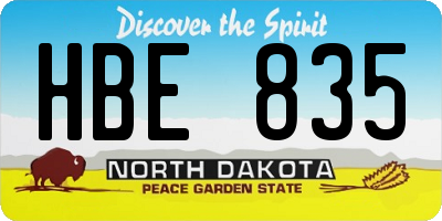 ND license plate HBE835