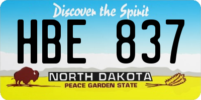ND license plate HBE837
