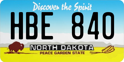 ND license plate HBE840