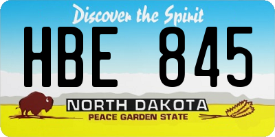 ND license plate HBE845