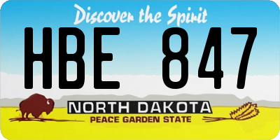 ND license plate HBE847