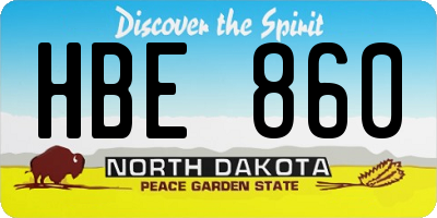 ND license plate HBE860