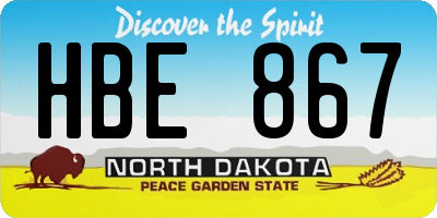 ND license plate HBE867