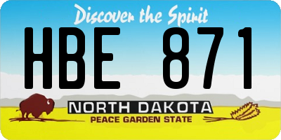 ND license plate HBE871