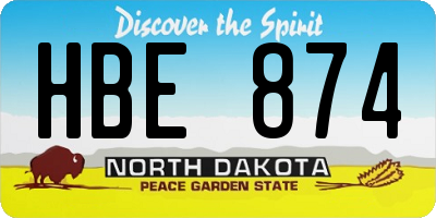 ND license plate HBE874