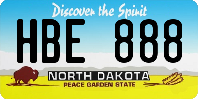 ND license plate HBE888
