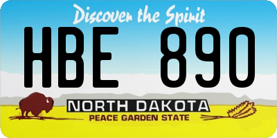 ND license plate HBE890